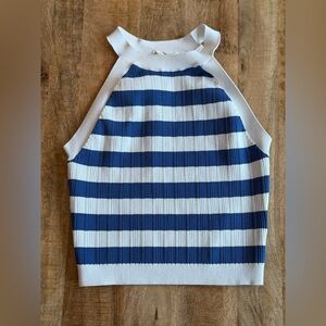Happily Grey Striped Blue and White Knitted Tank Top